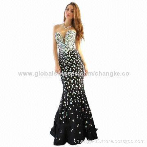 Evening dress, mermaid with crystal beads